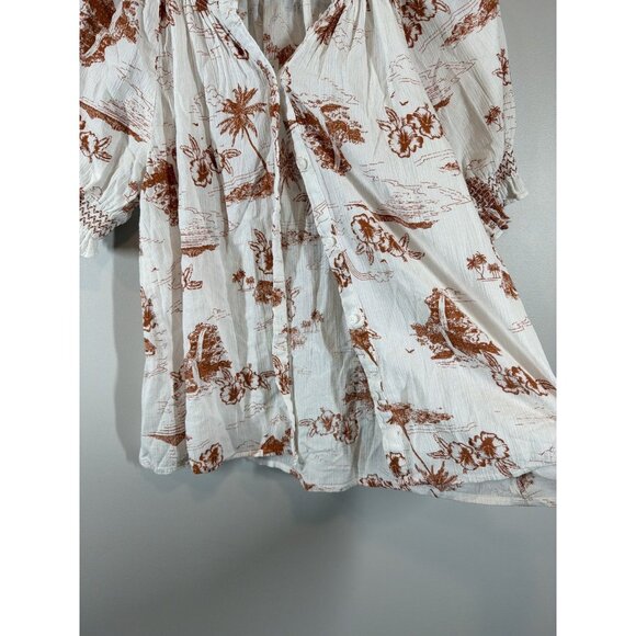 Madewell Smocked Button Down Top in Paradise Voile Size Small Short Sleeve - Picture 6 of 9